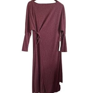 Caslon Womens Maxi Dress XXS Rose Boat Neck Wrap Tie Front Stretch Comfort Vacay